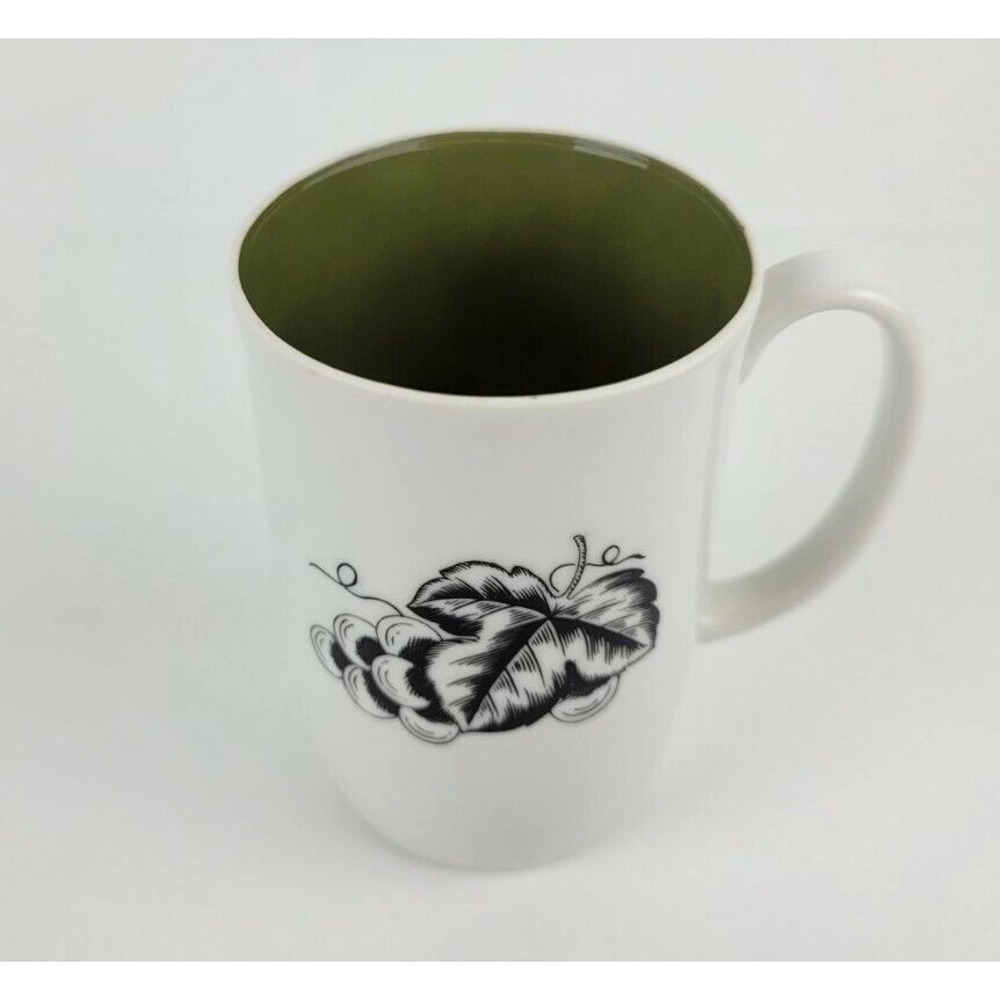 Vintage Neiman Marcus Porcelain White Grapevine Green Mug Cup